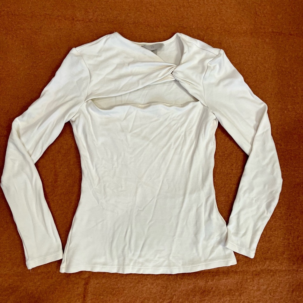 H&M Stylish Cream Long Sleeve Top